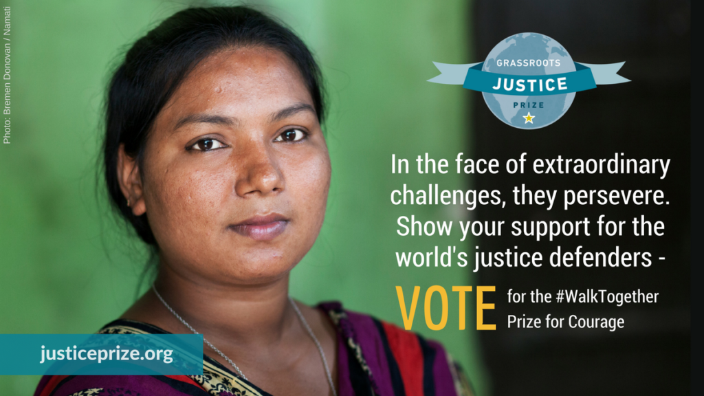 Call to vote for the grassroots justice prize