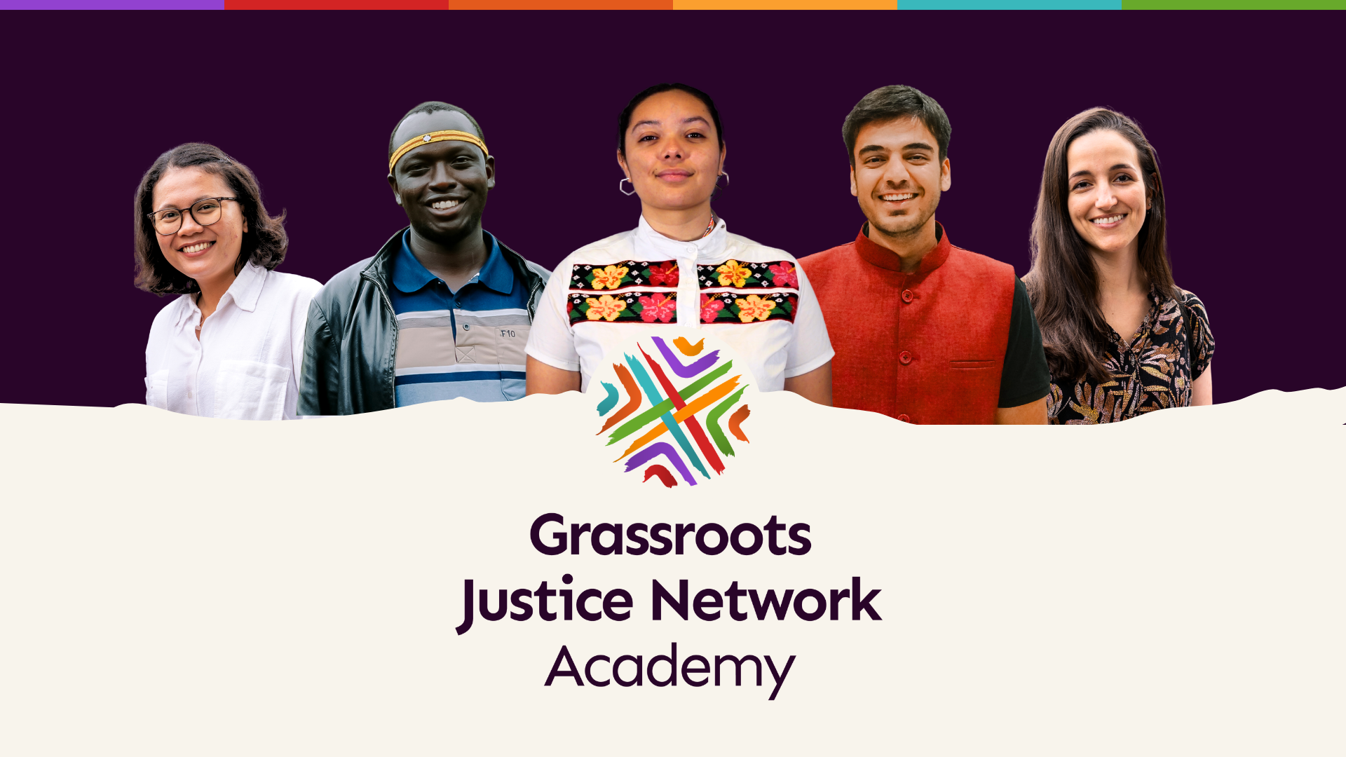 Grassroots Justice Network Academy logo with smiling Network members