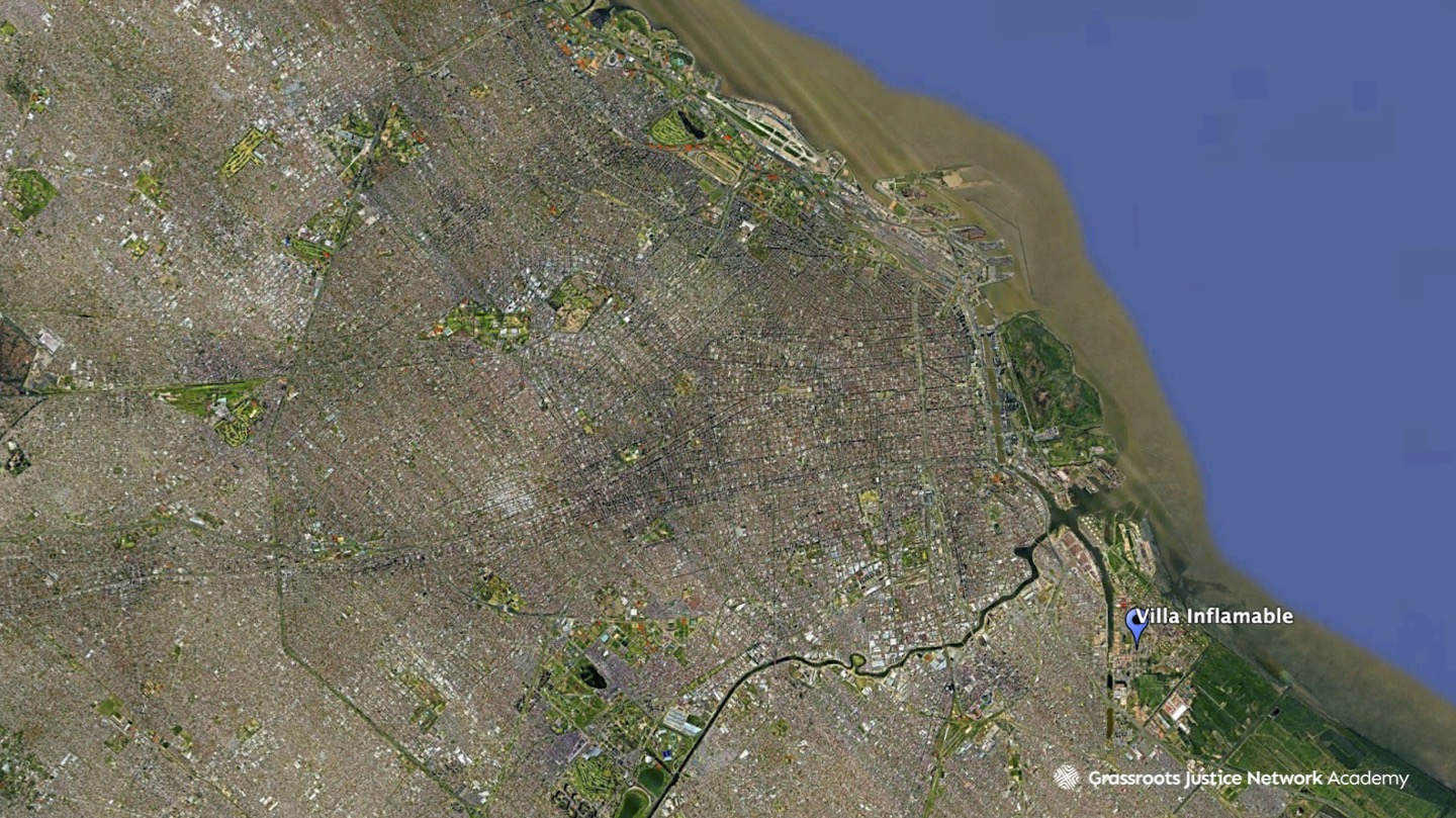 Satellite image of Villa Inflamable located near the Matanza-Riachuelo River Basin in Argentina. 