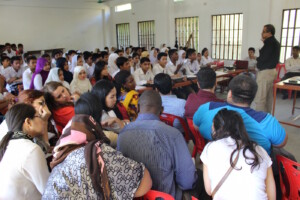 Observing a gender rights and the law training at City College in Cox's Bazaar.