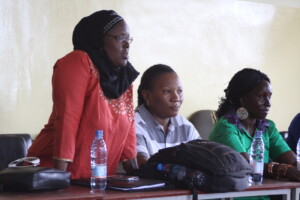 Bindu Fofana asking a question during a session at the Zanzibar Legal Services Center.