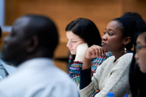 Rumbidzia Masango of Open Society Initiative for Southern Africa (OSISA) listening to a session presentation.