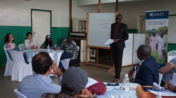 Namati Citizenship country program member Mustafa in Kenya making a presentation on Advocacy during an advocacy meeting with CONCISE in Kibra Nairobi