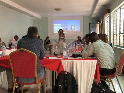 Iryna Aleksieiva of Right to Protection in Ukraine making a presentation to the rest of the 2018 Citizenship Learning exchange participants