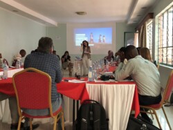 Iryna Aleksieiva of Right to Protection in Ukraine making a presentation to the rest of the 2018 Citizenship Learning exchange participants