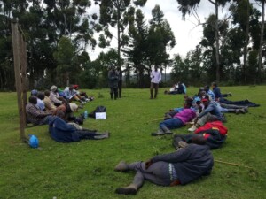 Resting after hiking up to the Ogiek community in the Mau forest.