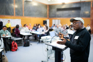 Joseph Sahr Ansumana from the Network Movement for Justice and Development presents his work plan